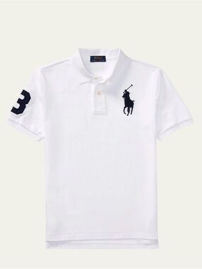 Polo by Ralph Lauren White Polo Shirt with Black Embroidery